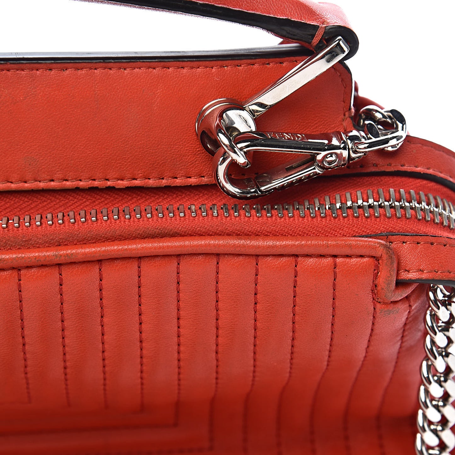 Shiny Nappa Trapuntata Small DotCom Click Top Handle Chain Satchel Papavero