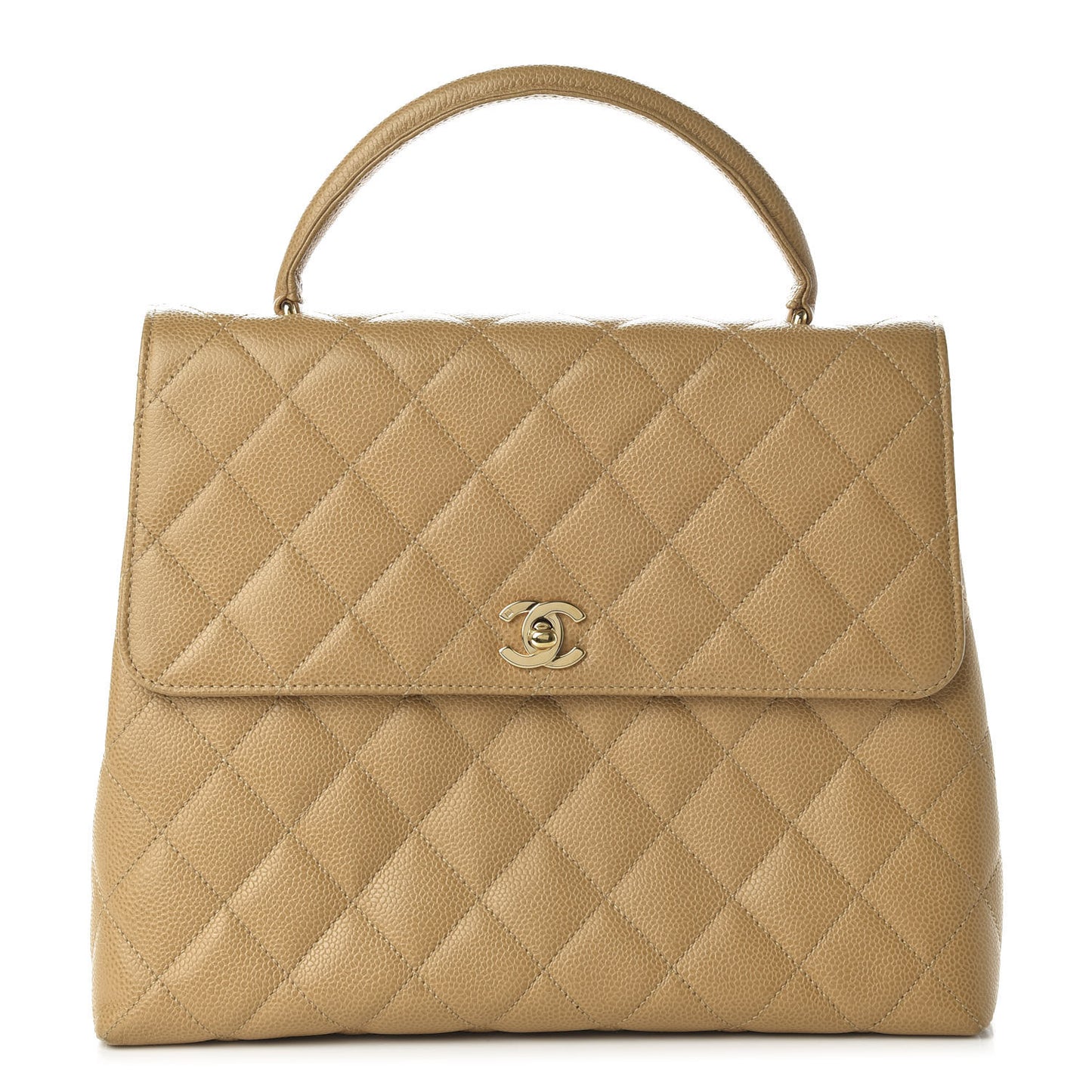 Caviar Quilted Jumbo Kelly Flap Beige