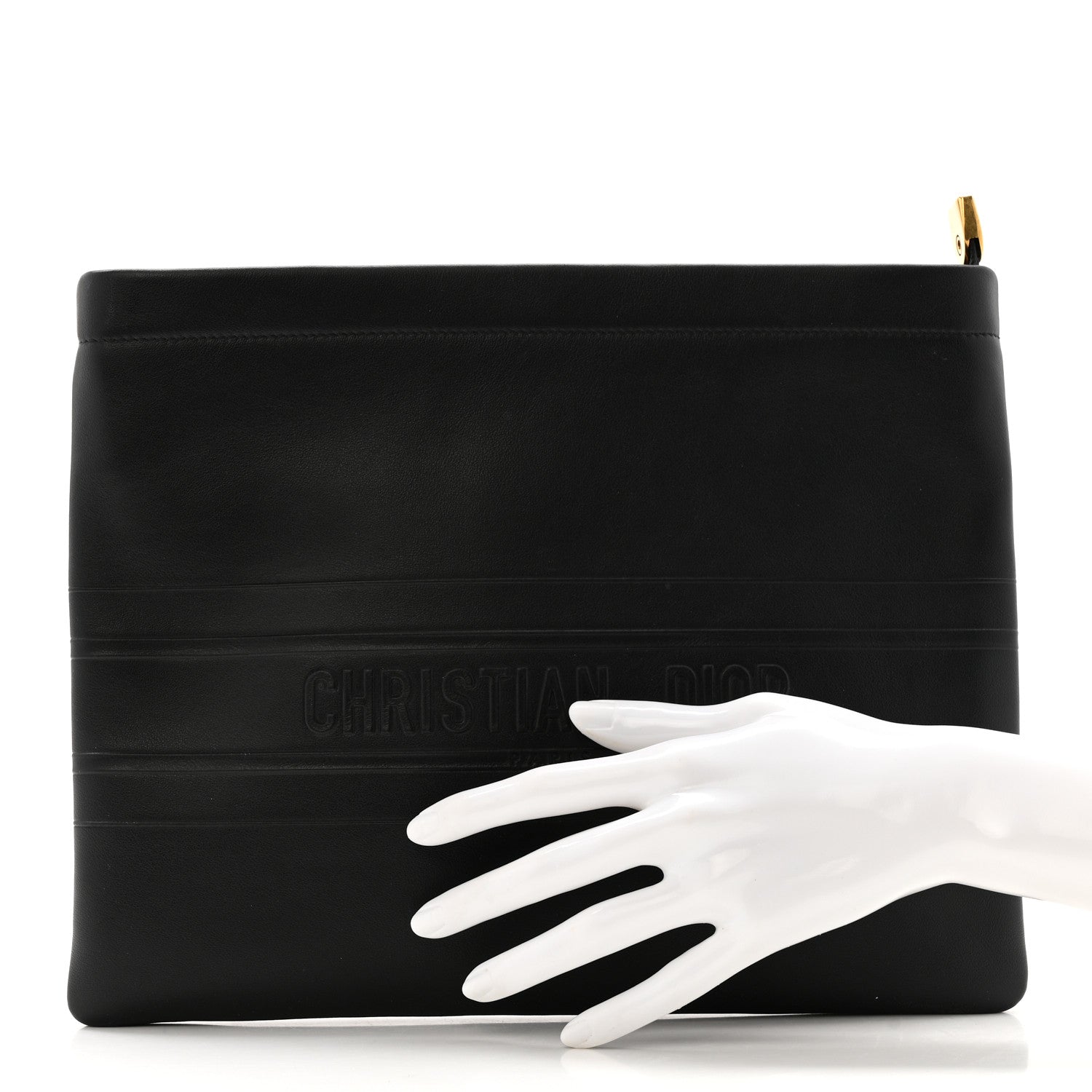 Christian Dior Calfskin Medium Diordouble Zip Pouch Black 2 of 10