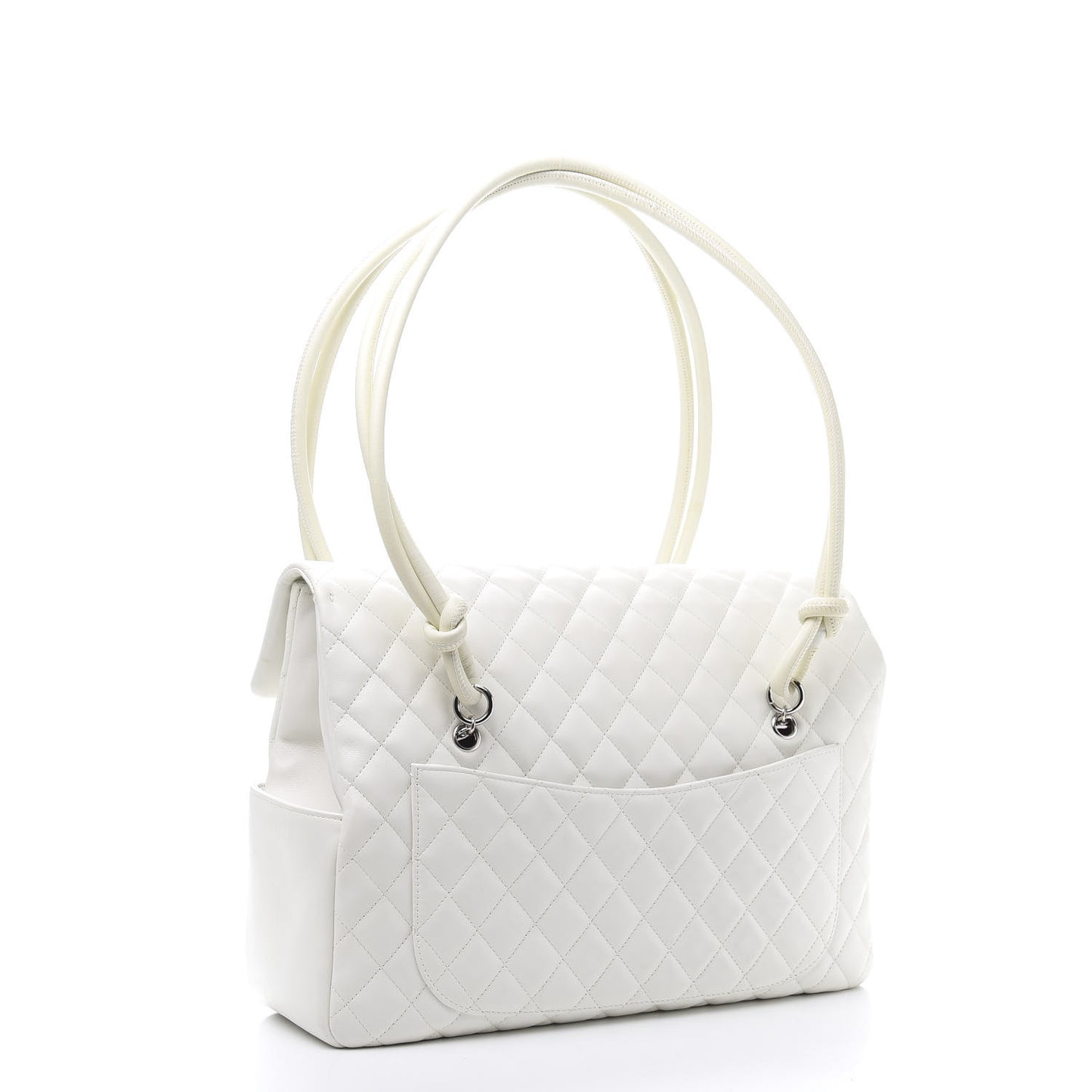 Calfskin Quilted Large Cambon Flap White Black