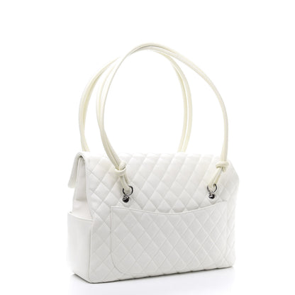 Chanel Calfskin Quilted Large Cambon Flap White Black 3 of 13