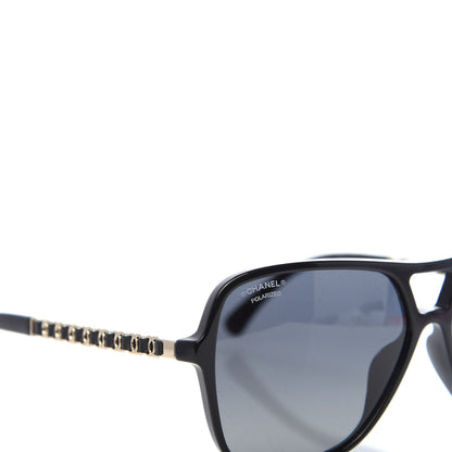 Chanel Metal Calfskin CC Chain Pilot Sunglasses 5439-Q Black 7 of 8