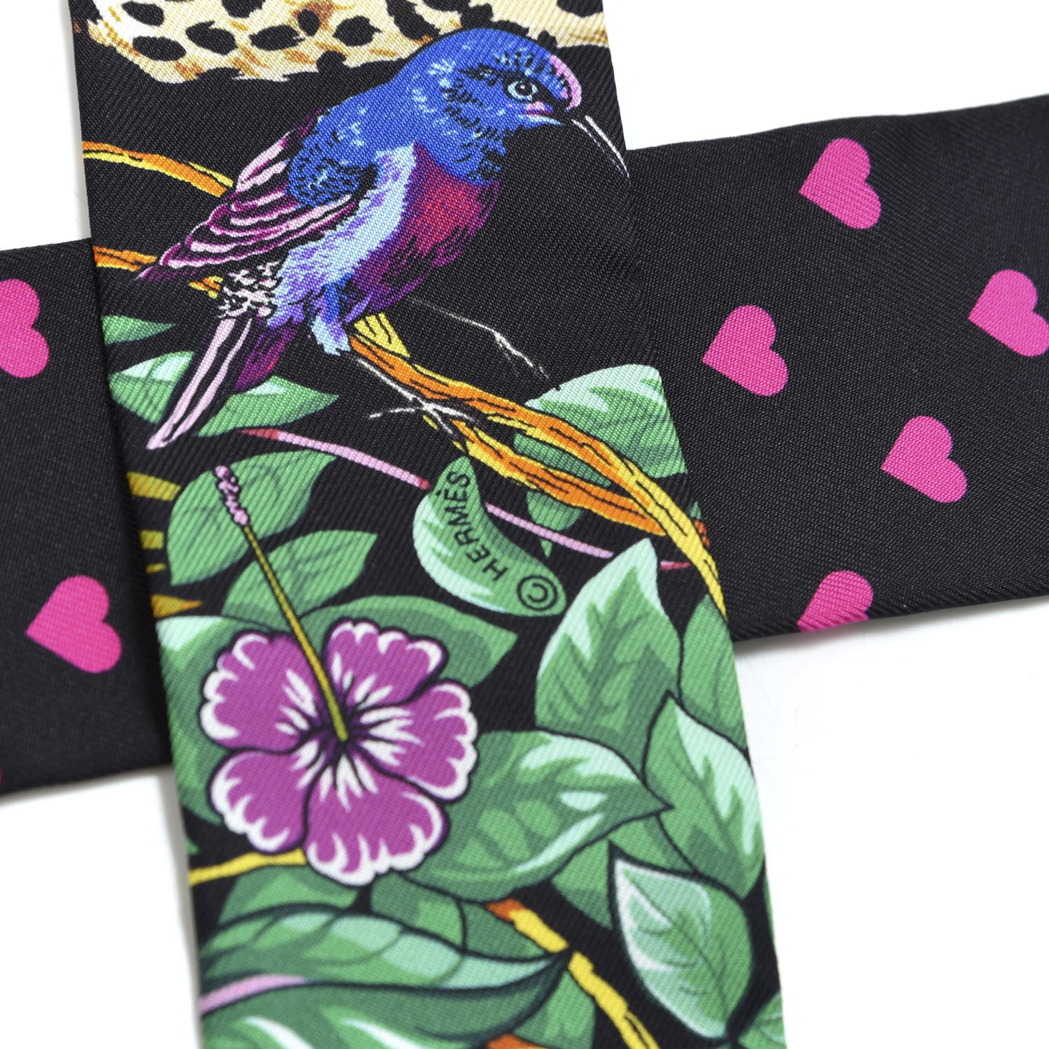 Hermes Silk Jungle Love Love Twilly Black Vert Rose Vif 3 of 4
