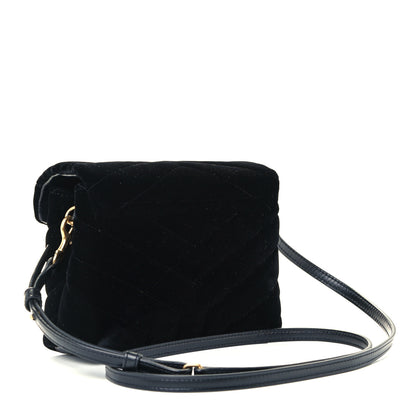 Saint Laurent Velvet Y Quilted Monogram Toy Loulou Chain Satchel French Black 3 of 12