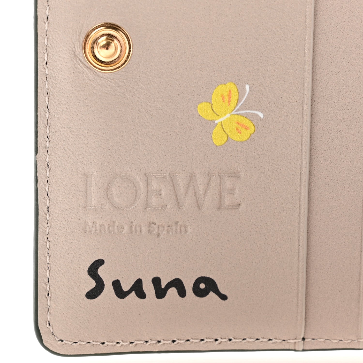 Loewe X SUNA FUJITA Satin Calfskin Panda Compact Zip Wallet Bottle Green 6 of 10