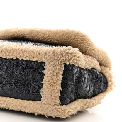 Chanel Crumpled Calfskin Shearling Sheepskin Quilted Medium Chanel 19 Flap Navy 10 of 11