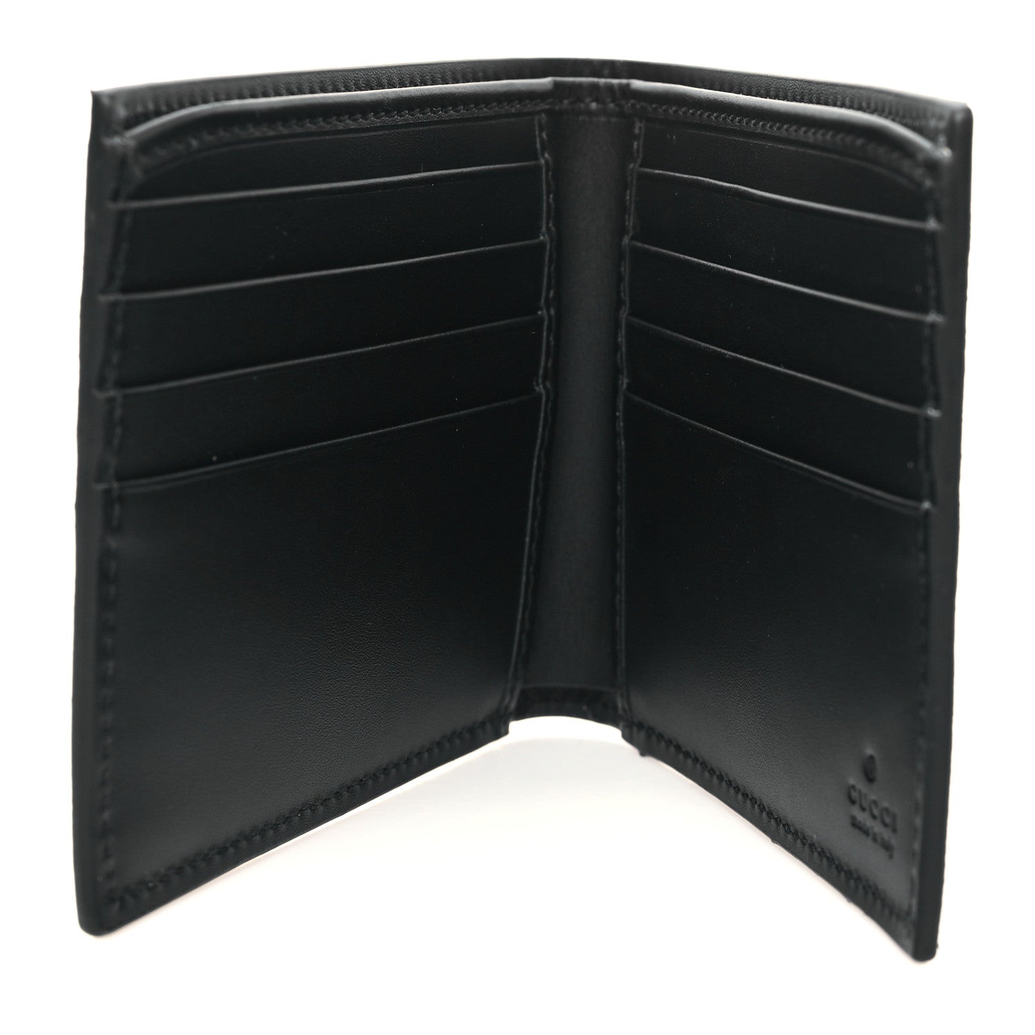 Gucci GG Supreme Monogram Selleria Calfskin Web New Web Bi-Fold Wallet Black 5 of 9