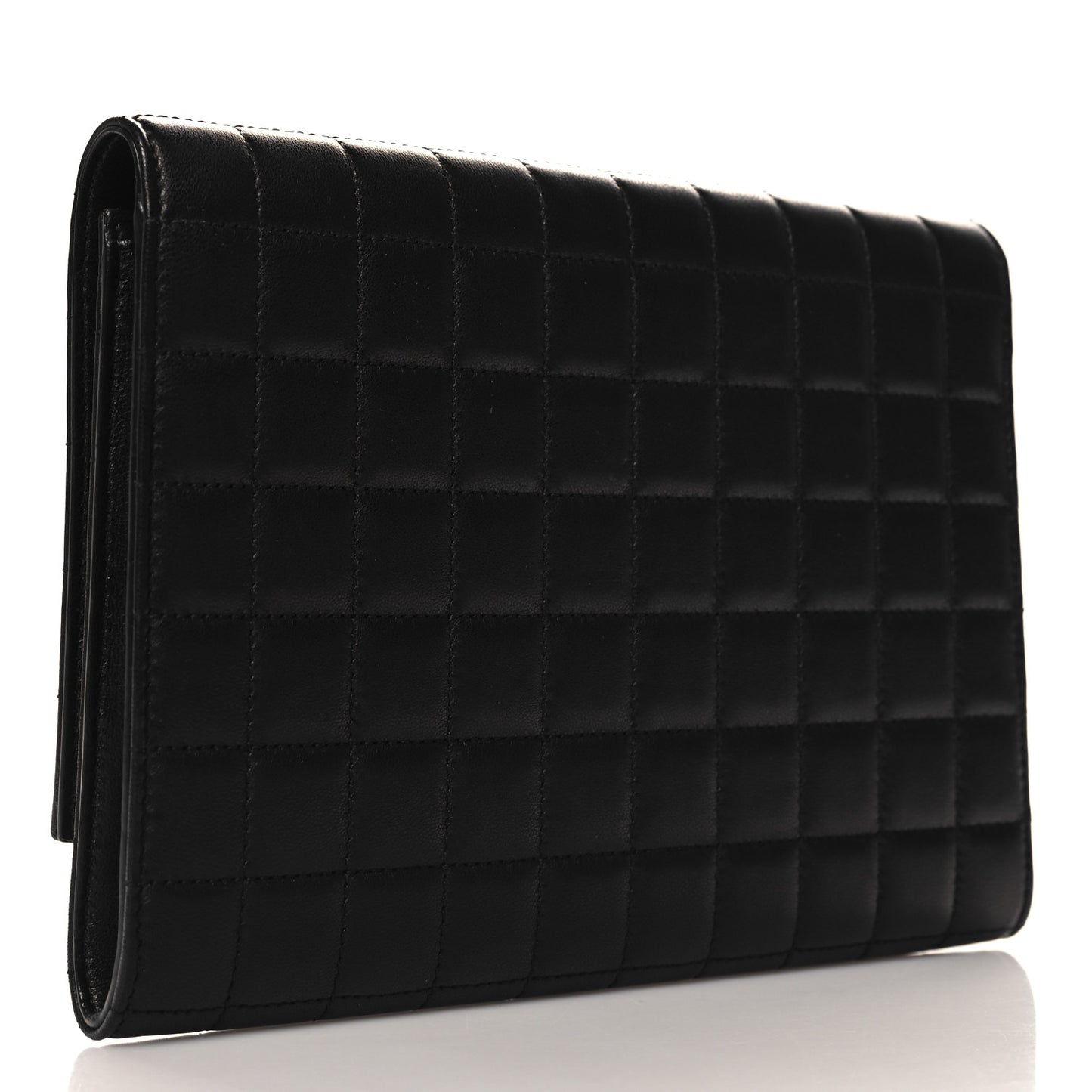 Lambksin Cassandre Matelasse Carre Flap Pouch Clutch Black