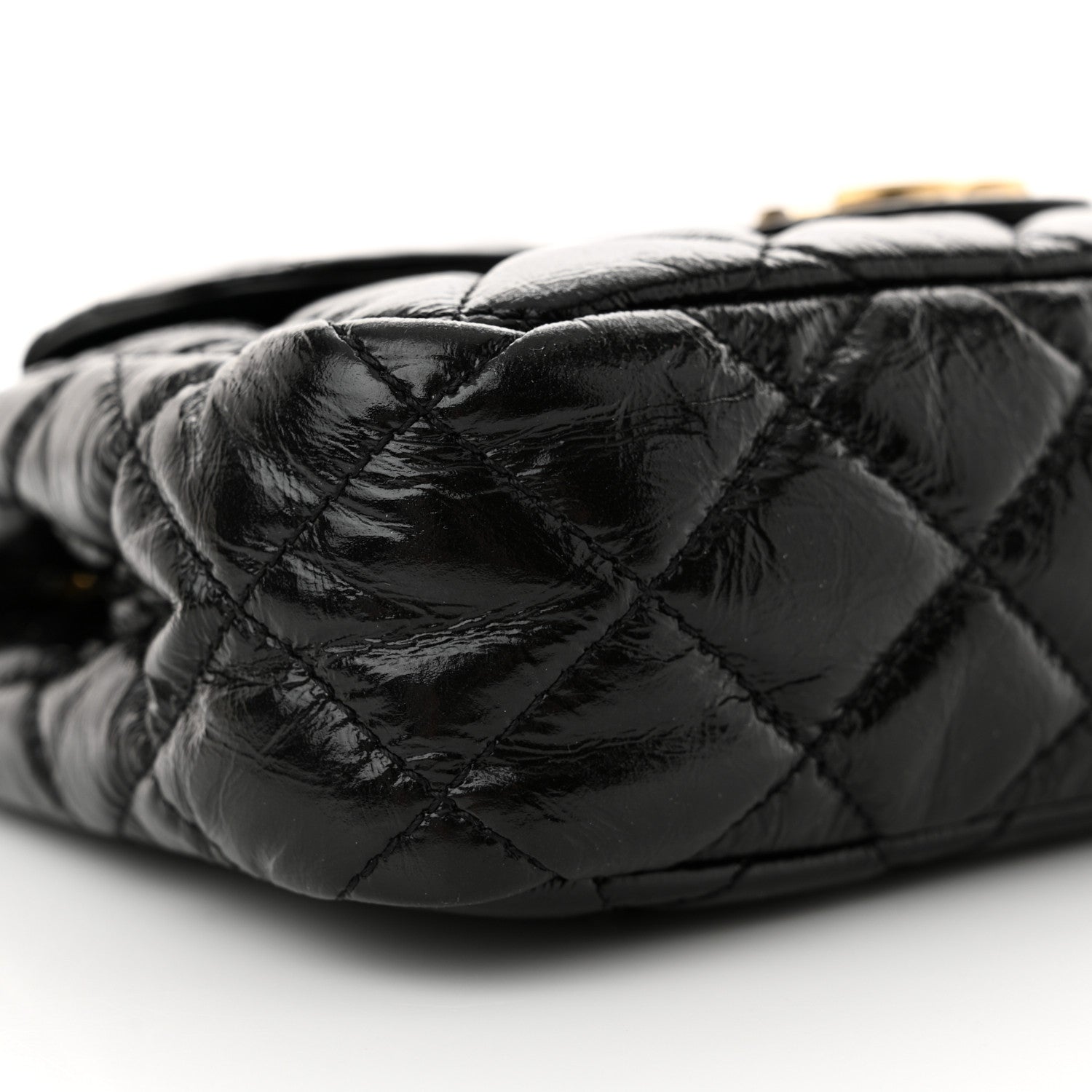 Chanel Shiny Crumpled Calfskin Quilted Small Wavy CC Hobo Black 9 of 11
