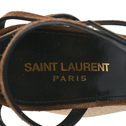 Saint Laurent Suede Cassandra Espadrille Wedges 38 Brown 6 of 7
