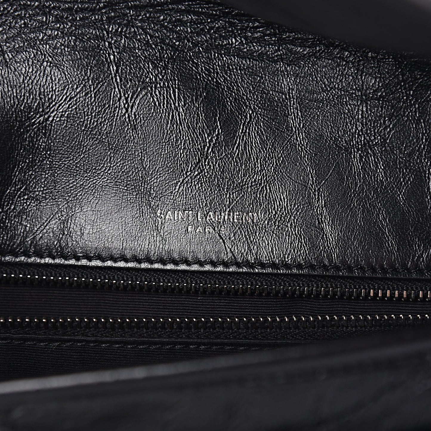 Crinkled Calfskin Matelasse Monogram Medium Niki Chain Satchel Black