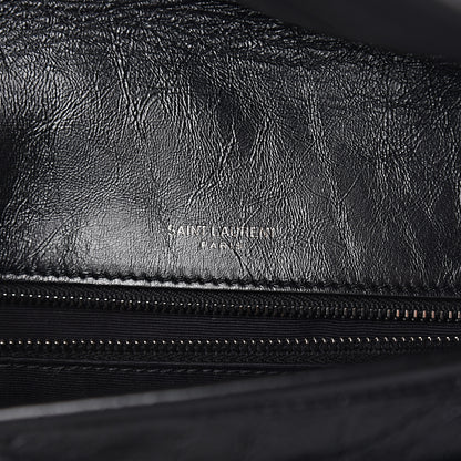 Saint Laurent Crinkled Calfskin Matelasse Monogram Medium Niki Chain Satchel Black 6 of 10