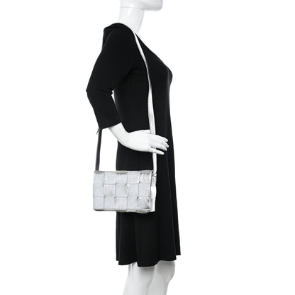 Bottega Veneta Metallic Lambskin Maxi Intrecciato Cassette Crossbody Bag Silver 2 of 10
