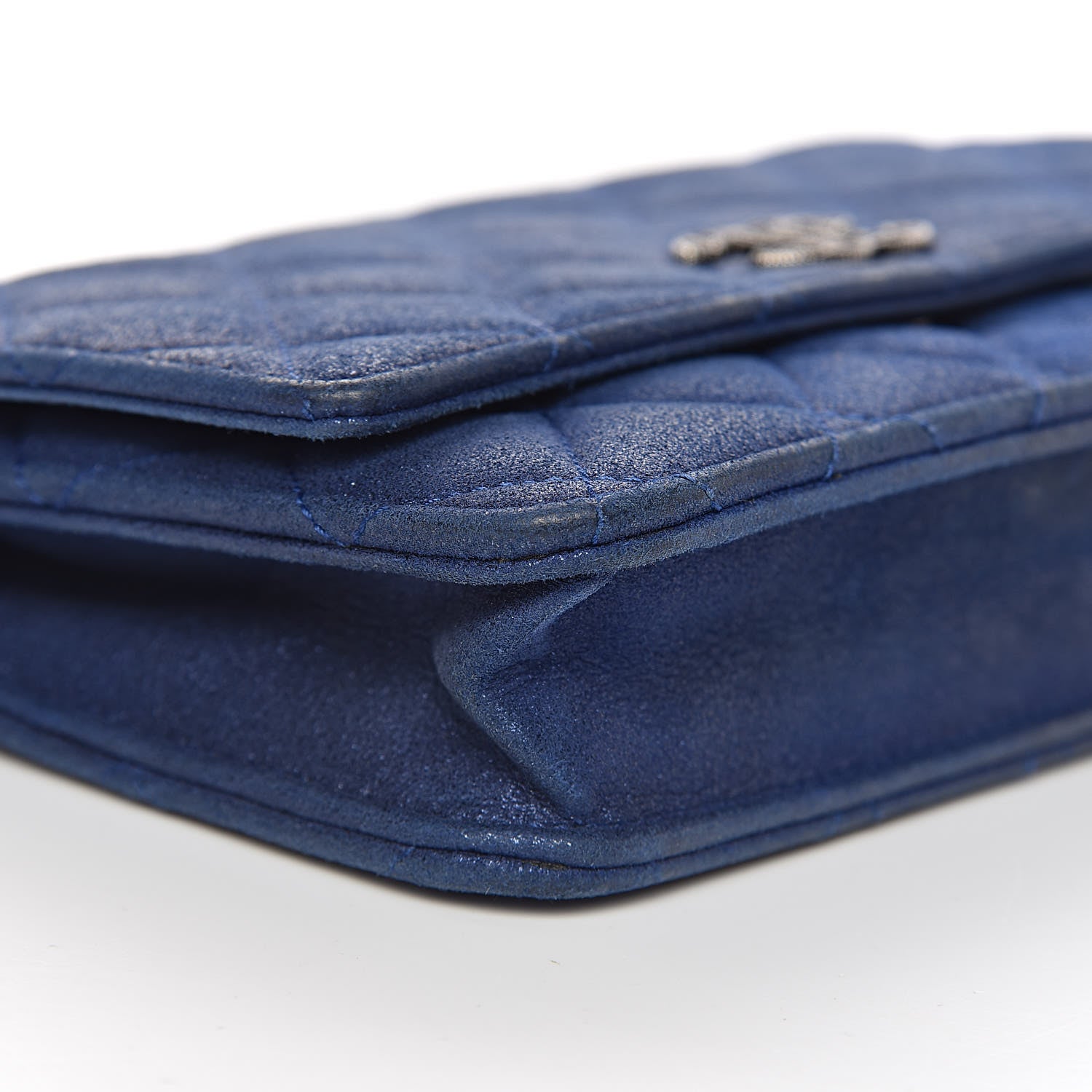 Chanel Iridescent Calfskin Quilted Wallet on Chain WOC Blue 12 of 14