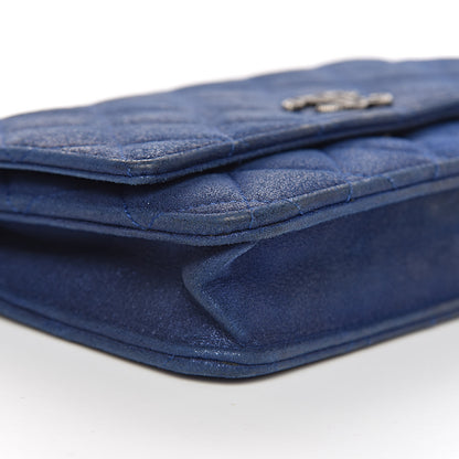 Chanel Iridescent Calfskin Quilted Wallet on Chain WOC Blue 12 of 14