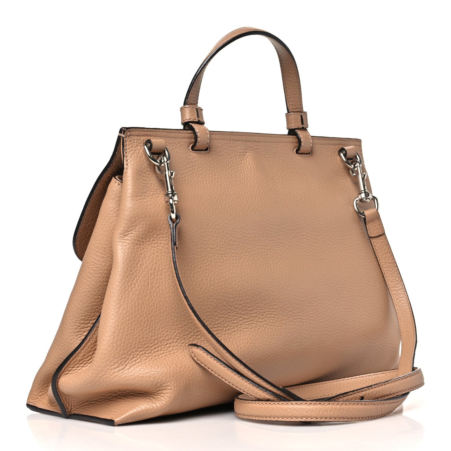 Cellarius Calfskin Small Bamboo Daily Top Handle Bag Camelia