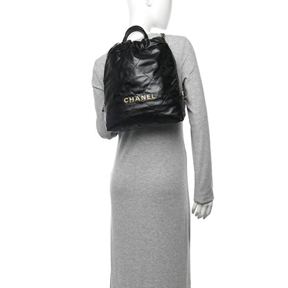 Chanel Shiny Calfskin Quilted Chanel 22 Backpack Black 2 of 10