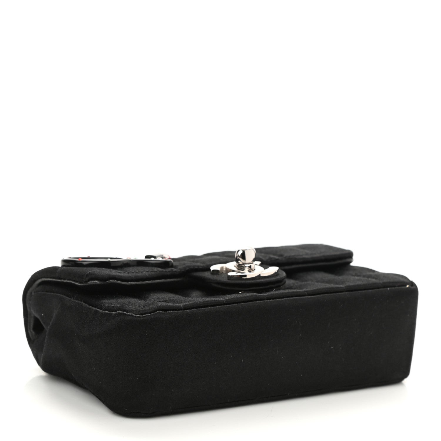 Chanel Satin Square Quilted Lipstick Charm Mini Flap Black 4 of 11