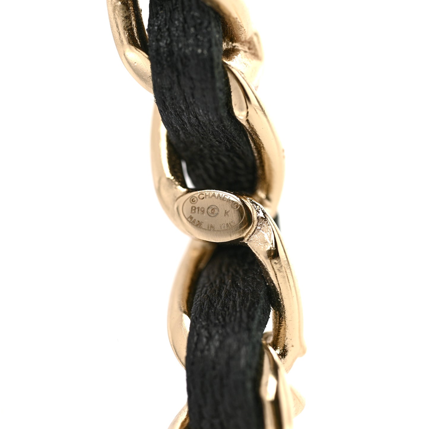 Lambskin Pearl CC Chain Hoop Earrings Gold Black