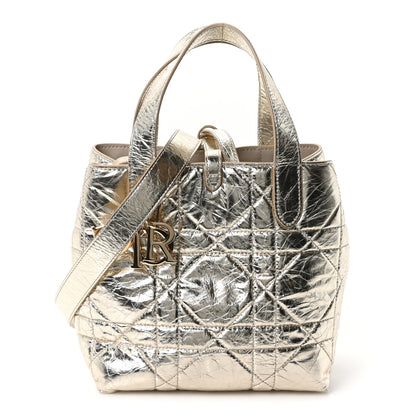 Christian Dior Metallic Calfskin Macrocannage Small Toujours Vertical Tote Gold 1 of 10