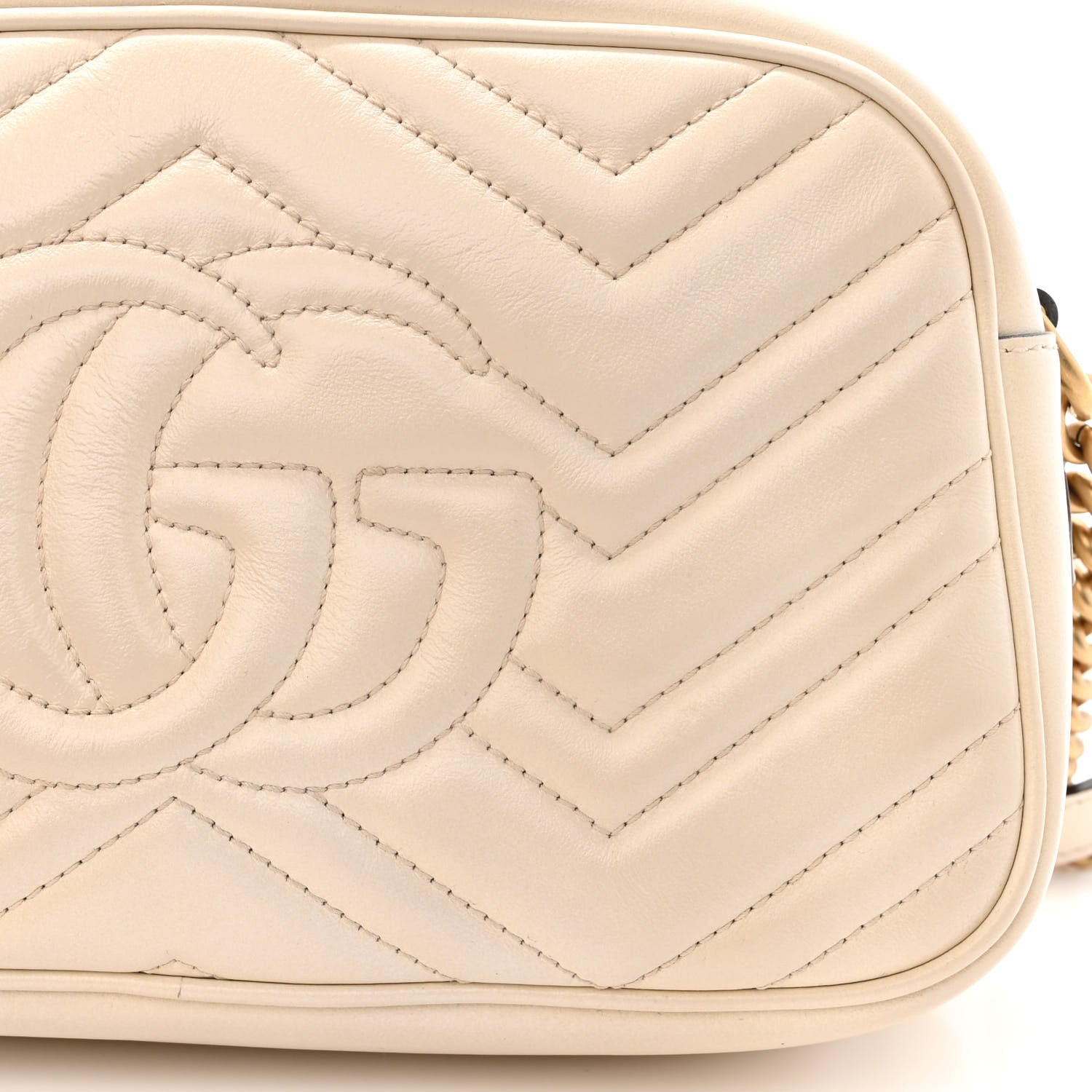 Gucci Calfskin Matelasse Small GG Marmont Chain Shoulder Bag White 14 of 15