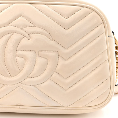 Gucci Calfskin Matelasse Small GG Marmont Chain Shoulder Bag White 14 of 15