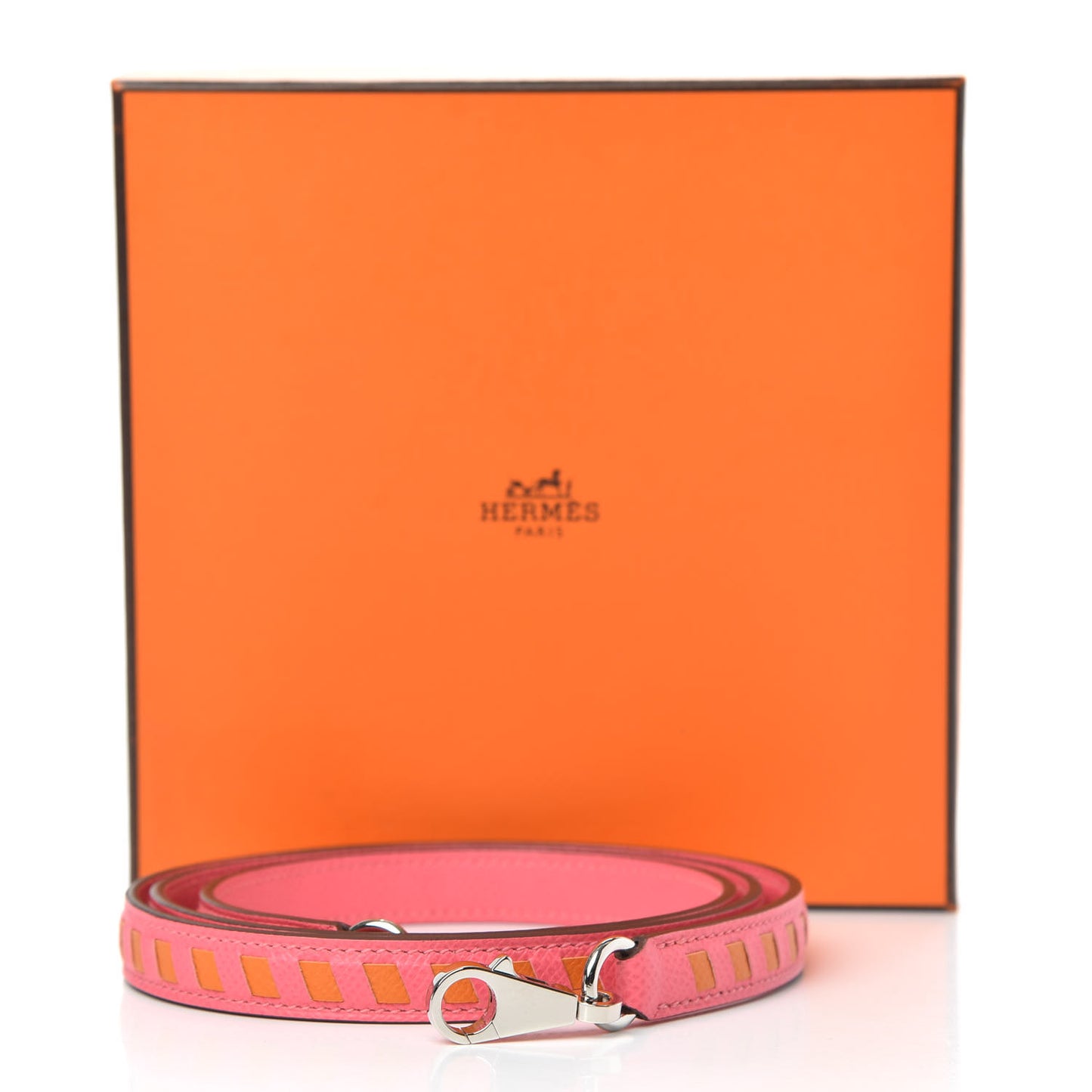 Epsom 16mm Tressage Shoulder Strap Rose Azalee Abricot
