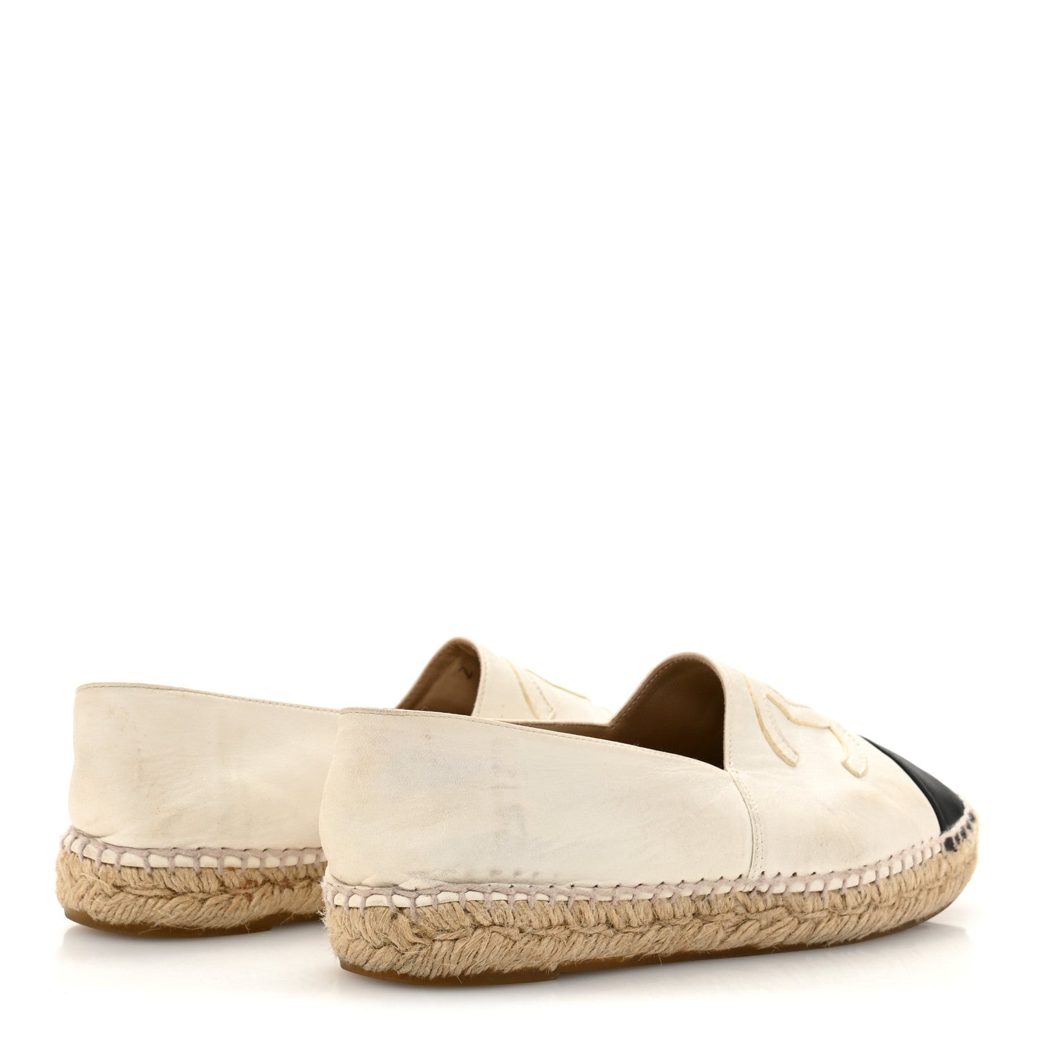 Chanel Lambskin CC Espadrilles 38 White Black 5 of 10
