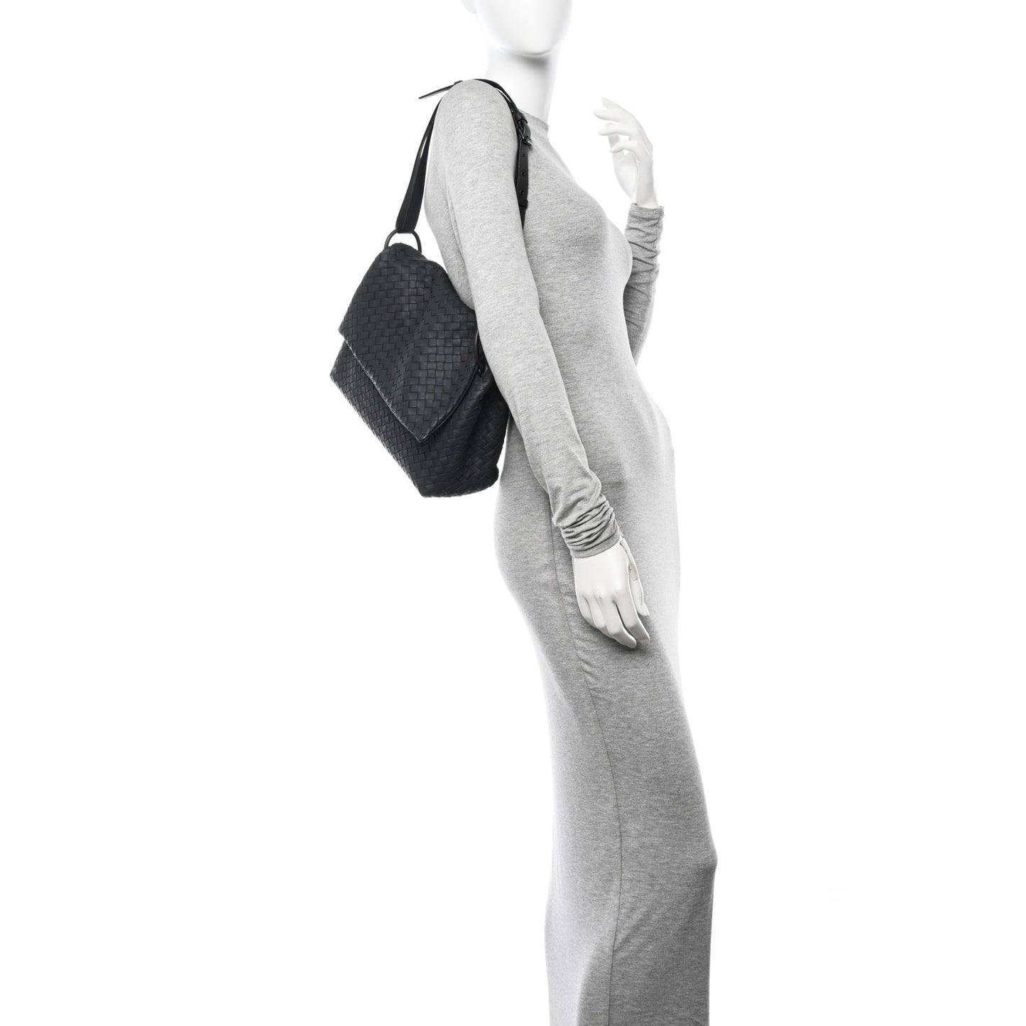 Nappa Intrecciato Flap Shoulder Bag Ebano