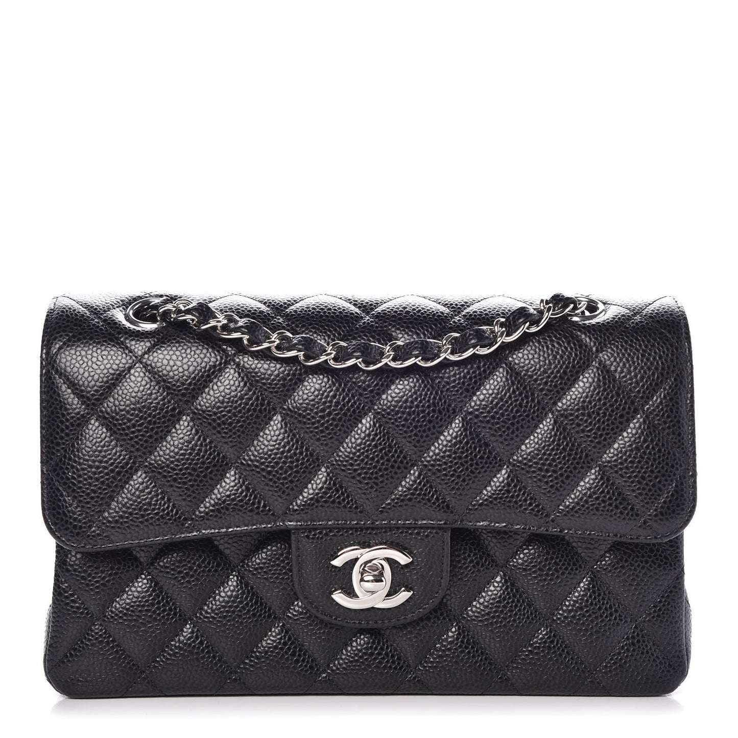 Caviar Quilted Small Double Flap Black