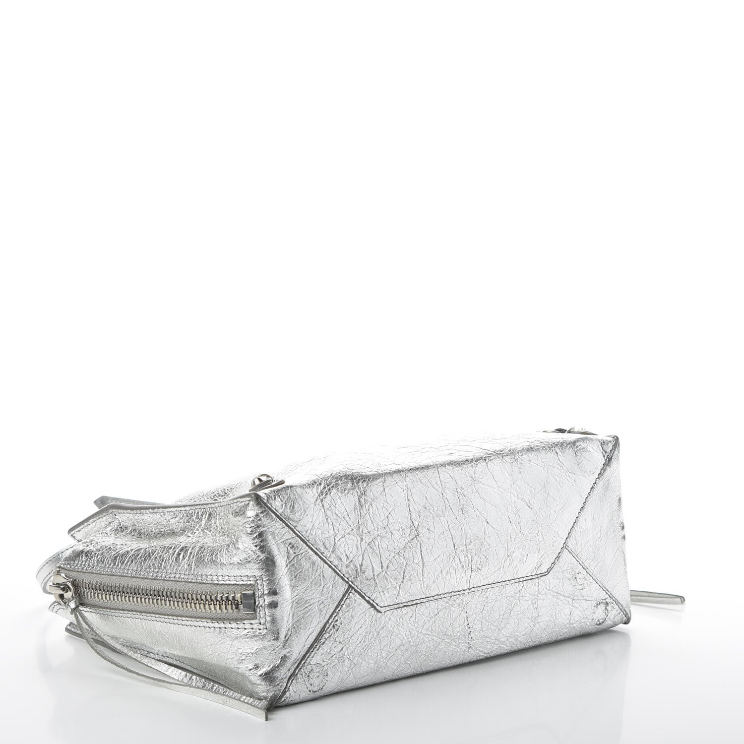 Balenciaga Metallic Calfskin Papier A6 Zip Around Tote Silver 4 of 12