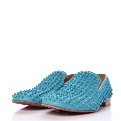 Christian Louboutin Calfskin Mens Rollerboy Spikes Flat Loafers 40.5 Riviera 3 of 15