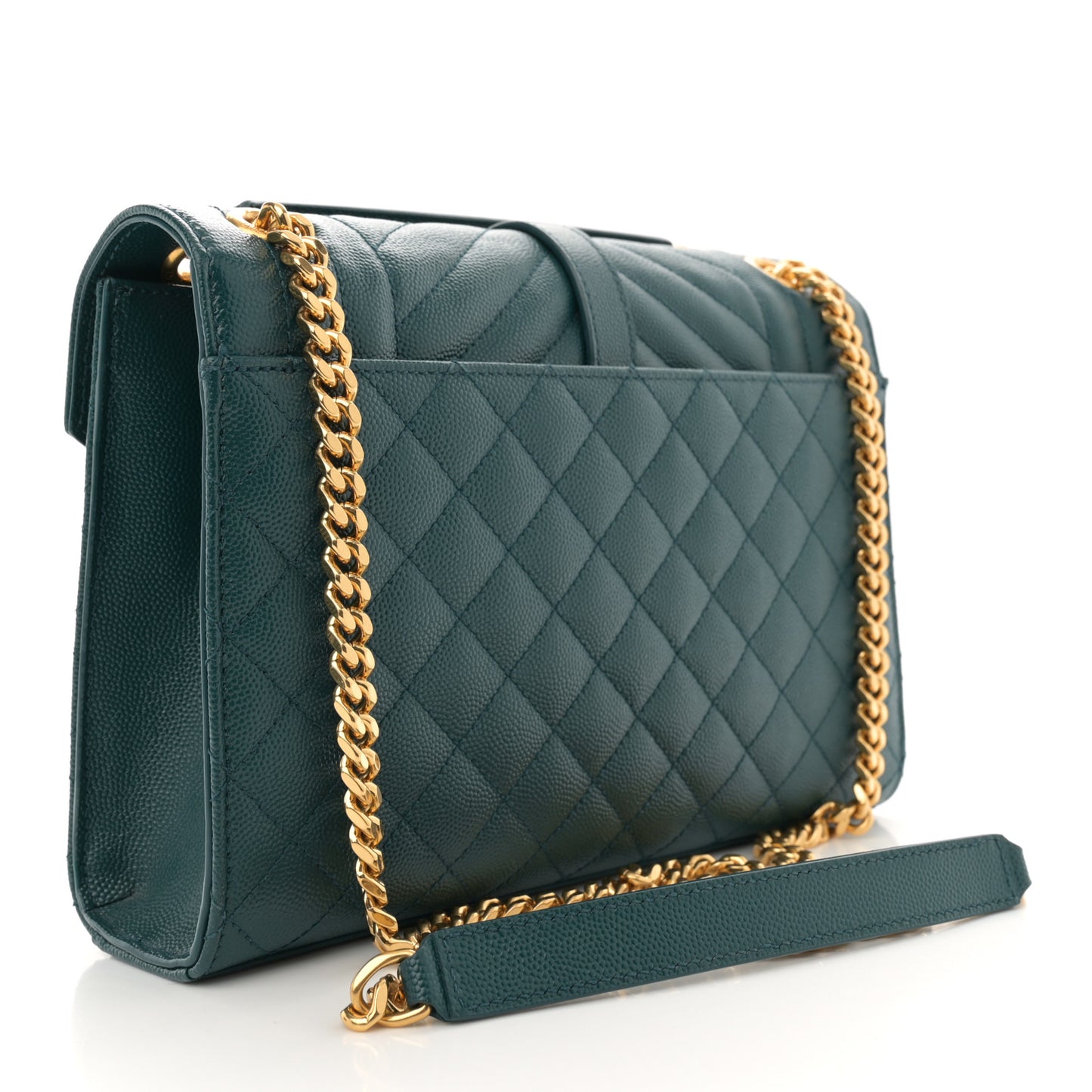 Grain De Poudre Textured Mixed Matelasse Triquilt Medium Monogram Satchel Sea Turquoise