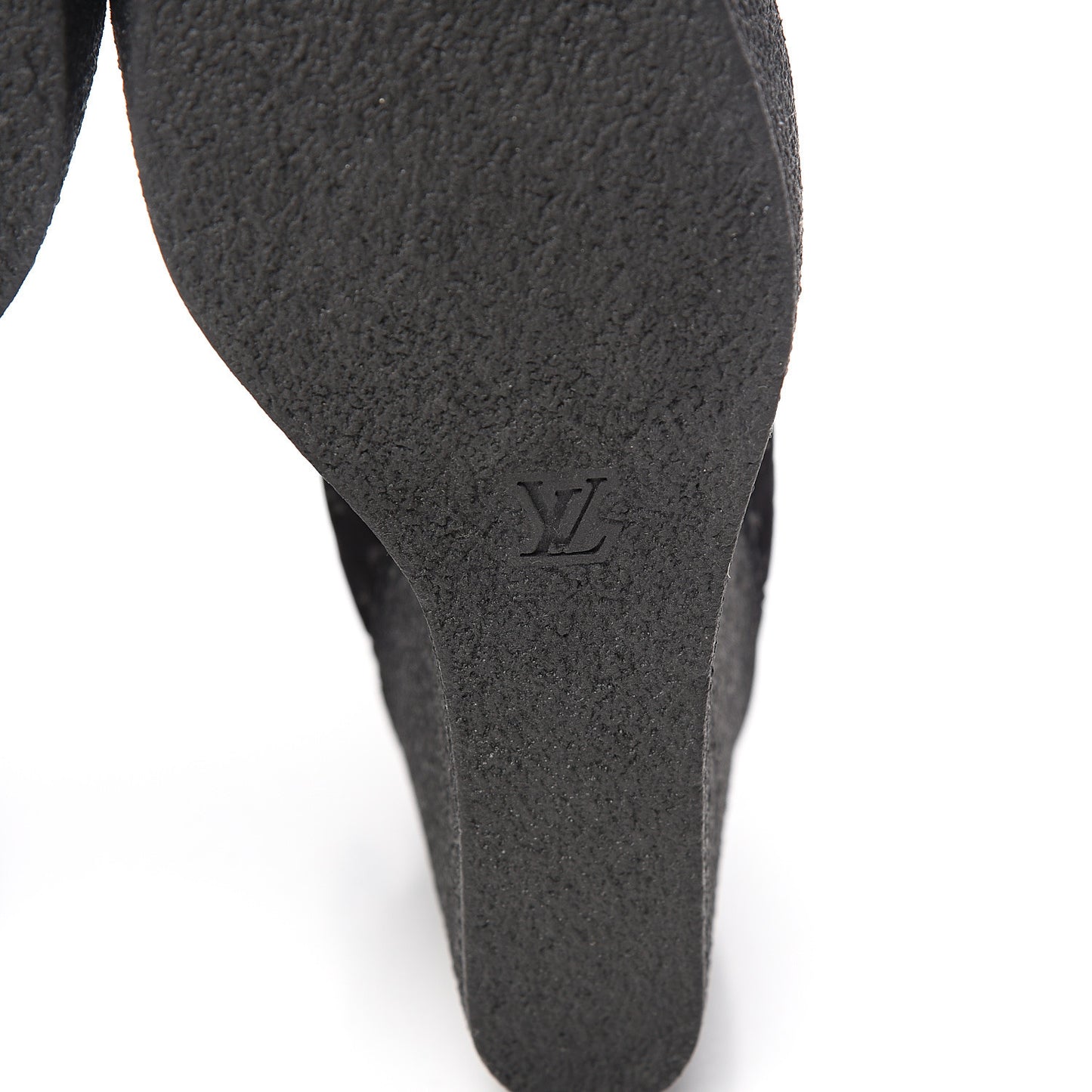 Monogram Embossed Suede Wedge Low Boots 38.5 Black