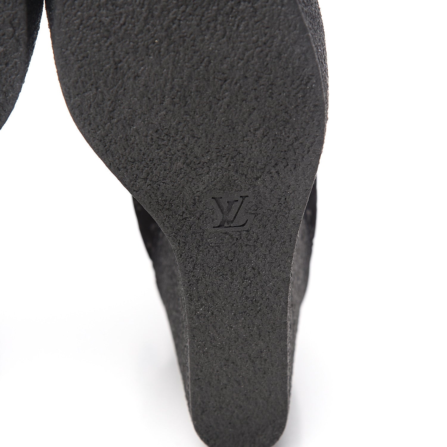 Louis Vuitton Monogram Embossed Suede Wedge Low Boots 38.5 Black 6 of 8