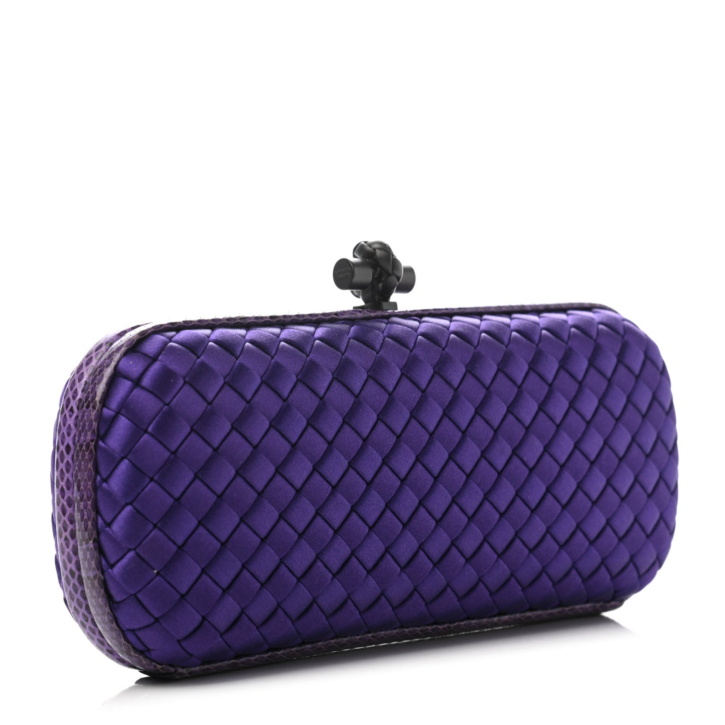 Satin Intreccio Impero Ayers Stretch Knot Clutch Purple