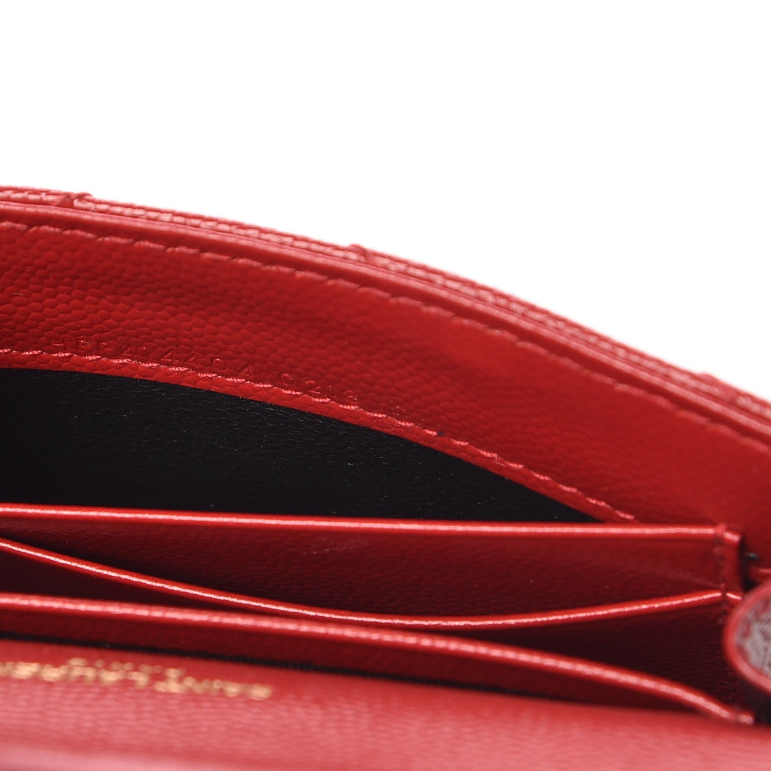 Saint Laurent Grain De Poudre Matelasse Chevron Small Monogram Envelope Wallet New Red 9 of 11