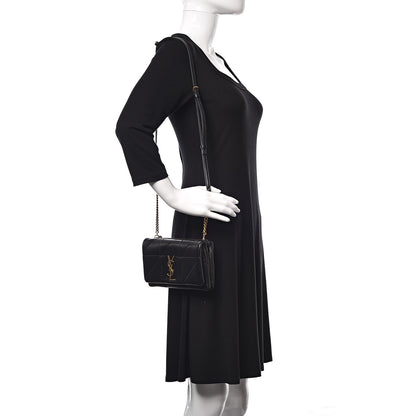 Saint Laurent Lambskin Patchwork Monogram Jamie Chain Wallet Black 2 of 11