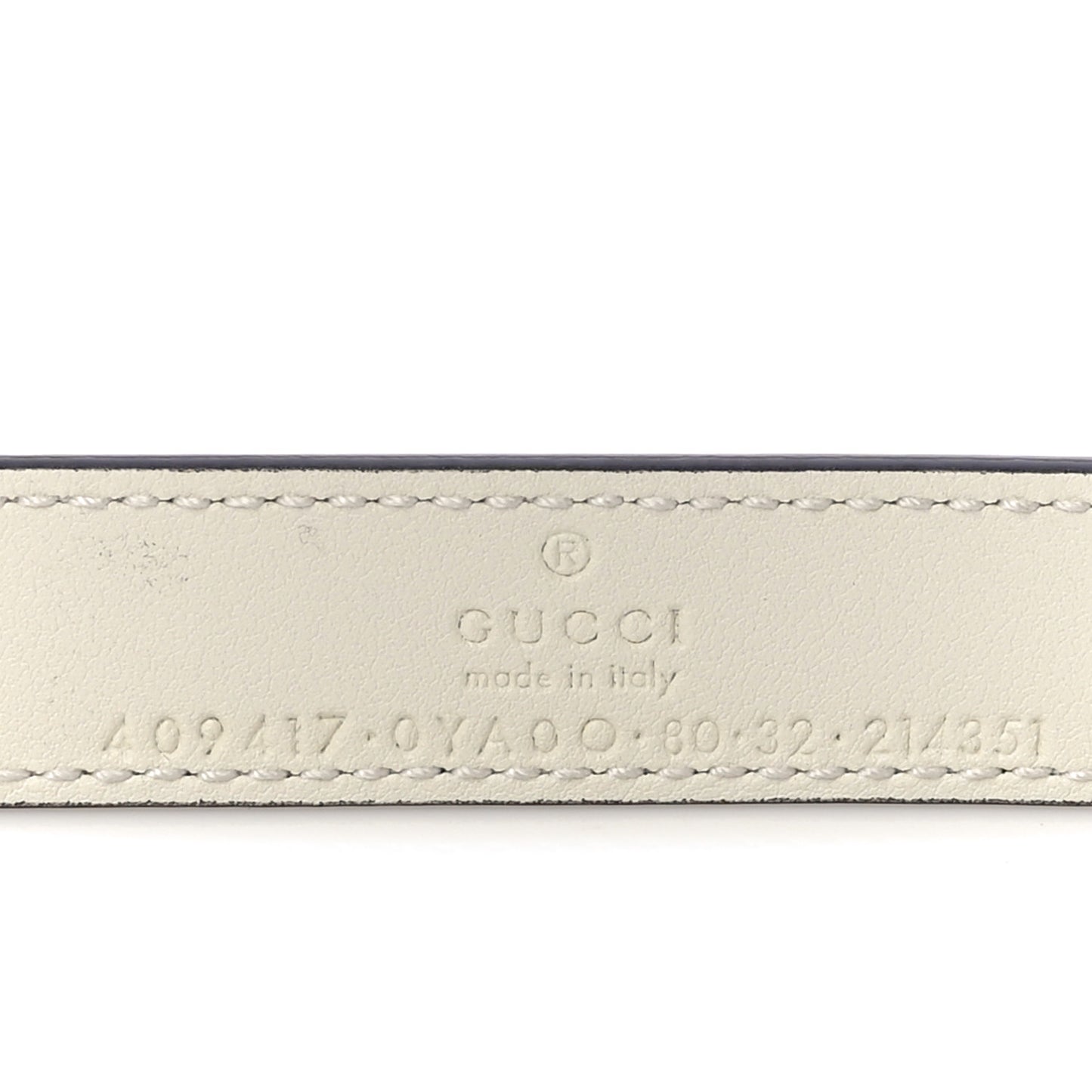 Plutone Calfskin Double G 20mm Belt 80 32 Mystic White
