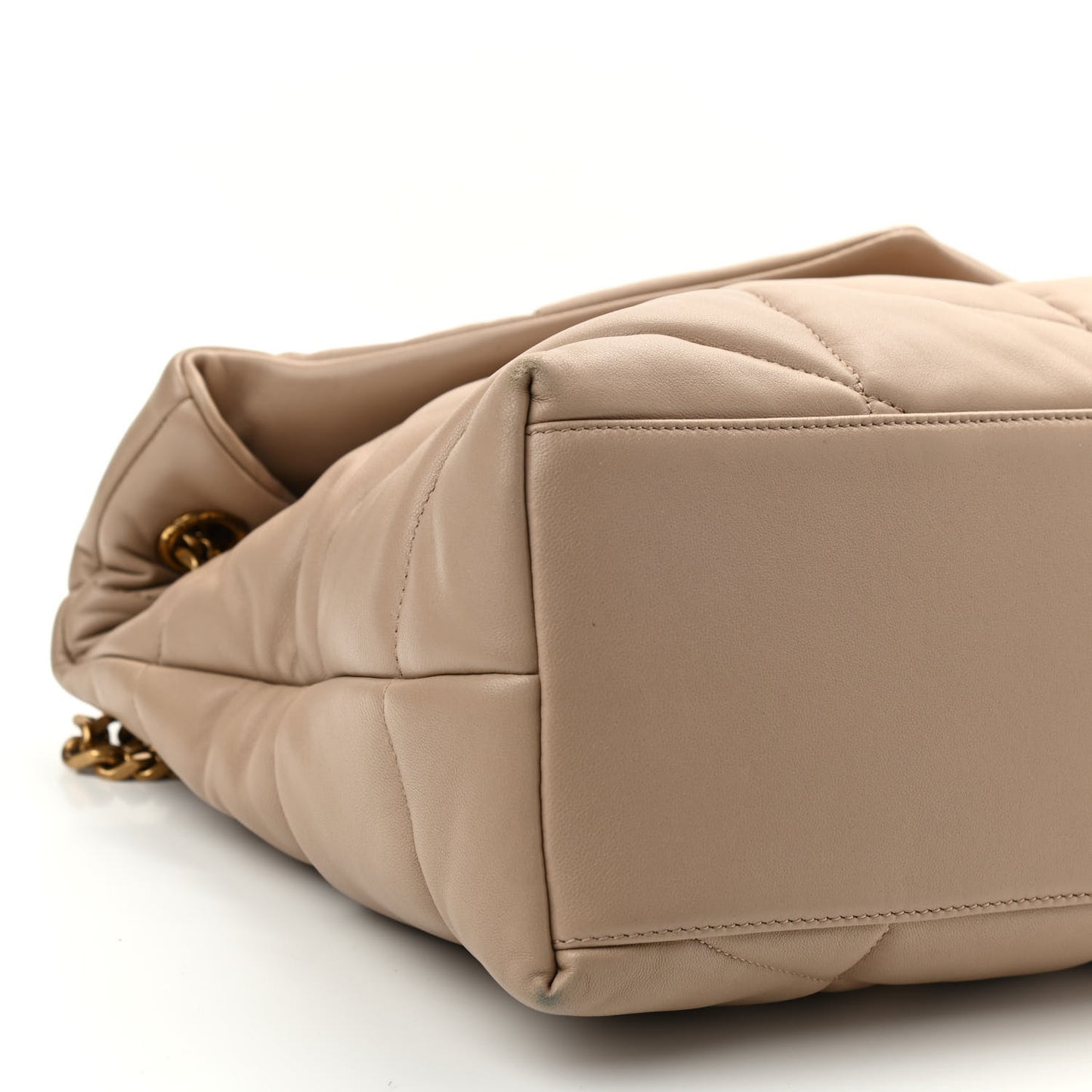 Lambskin Quilted Medium Loulou Puffer Monogram Chain Satchel Dark Beige