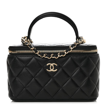 Chanel Lambskin Quilted Small Top Handle Vanity Case With Chain Black 1 of 10