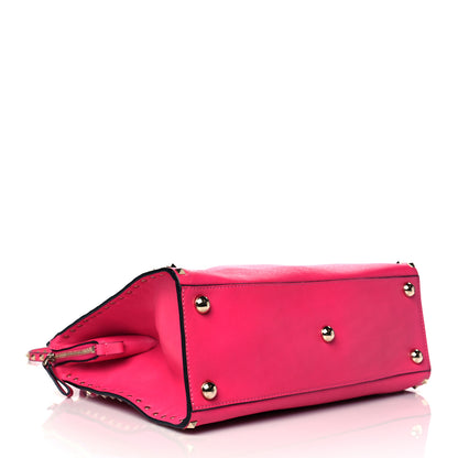Valentino Garavani Vitello Rockstud Dome Shopper Pop Fuxia 4 of 10
