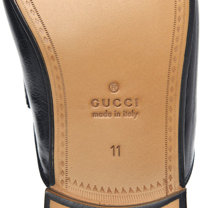 Gucci Goatskin Stripe Mens Horsebit Slingback Slippers 11 Black 7 of 9
