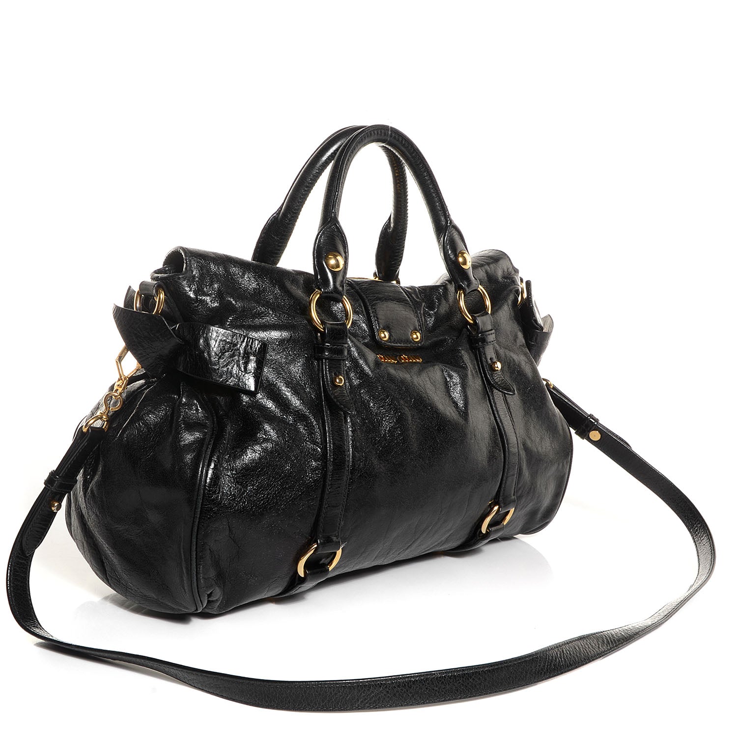 Miu Miu Vitello Lux Medium Bow Bag Nero Black 3 of 9
