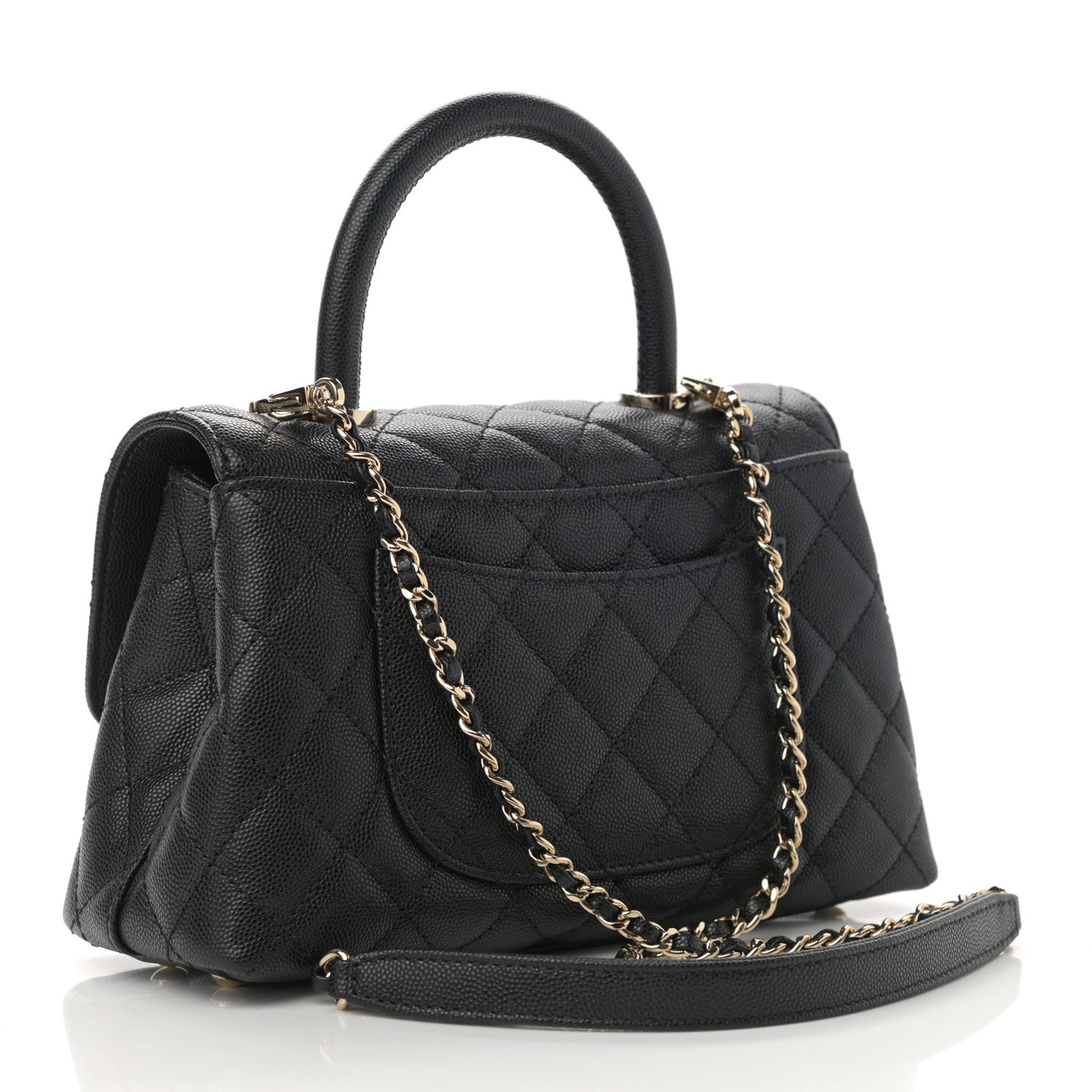 Caviar Quilted Mini Coco Handle Flap Black