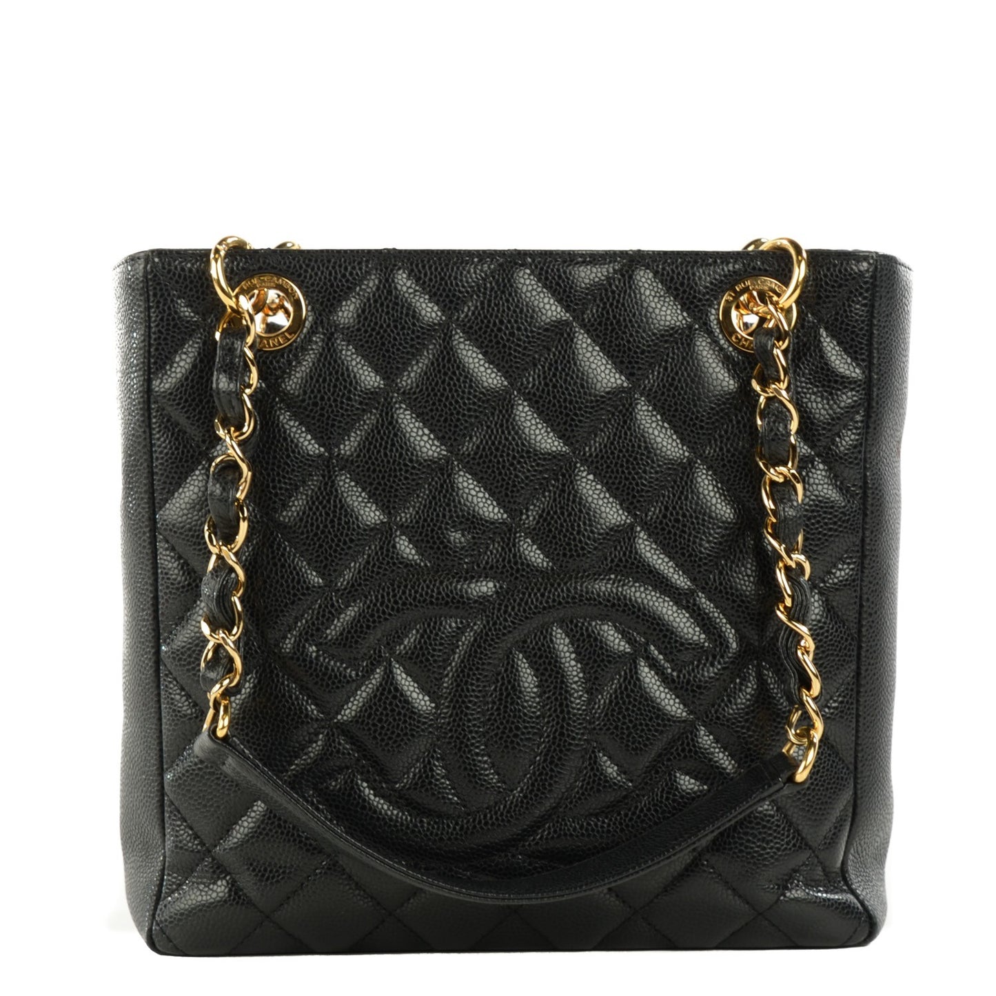 Caviar Quilted Petit Shopping Tote PST Black