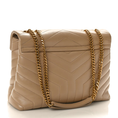 Saint Laurent Calfskin Y Quilted Monogram Medium Loulou Chain Satchel Dark Beige 2 of 11
