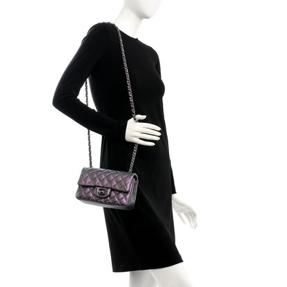 Chanel Metallic Lambskin Quilted Mini Rectangular Flap Purple 2 of 8