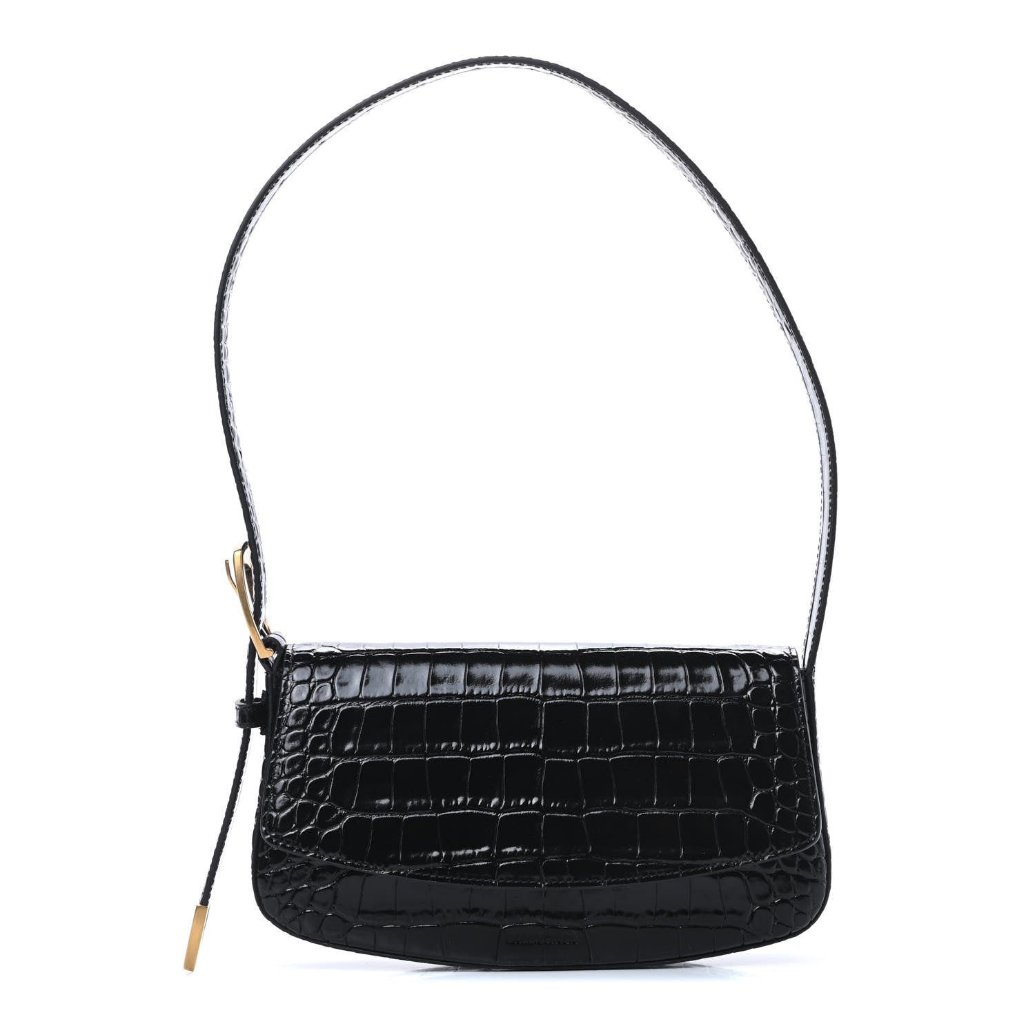 Balenciaga Shiny Calfskin Crocodile Embossed Ghost Sling Bag Black 1 of 12