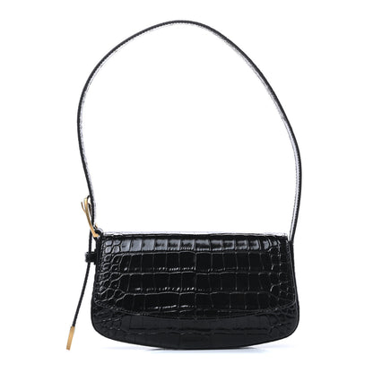 Balenciaga Shiny Calfskin Crocodile Embossed Ghost Sling Bag Black 1 of 12